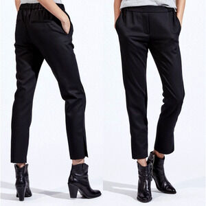 Nili Lotan 10 Chelsea Virgin Wool Elastic Waist Pant $550 Crop Pull On Black NWT